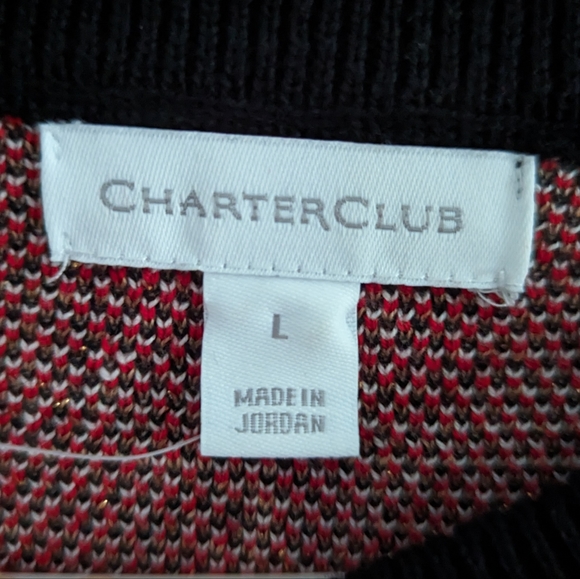 Charter Club Red Tartan Plaid Sweater Womens Large Holiday Crewneck Pullover - Picture 5 of 5